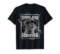 Tummy Ache Survivor Funny Cat Dramatic Lightning Band T-Shirt
