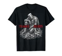 Tummy Hurts Funny Medieval Knight Gothic Art Dark Humor T-Shirt