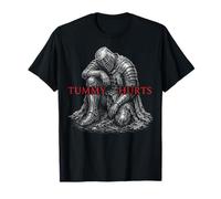 Tummy Hurts Funny Medieval Knight Gothic Art Dark Humor T-Shirt