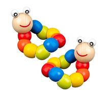 Tummy Time Caterpillar, 2 pièces de 7, 9 Pouces en Bois, Chenille Fidget Toy, Jouets rampants colorés Mignons, Jouets de développement pour bébé pour garçons et Filles, Jouet Tummy Time Fidget rampan