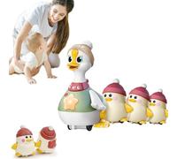 Tummy Time Duck Family Toy, 3 Pack Swinging Ducks Tummy Time Toys, Walking Duck with Baby Ducks, Light Up Crawling Toys for Infant 6-12 Months (1 Set)