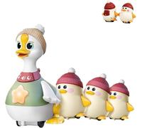 Tummy Time Duck Family Toy, Swinging Crawling Walking Duck with Baby Ducks, Swinging Ducks Tummy Time Toys for Toddlers 1-3 (A)
