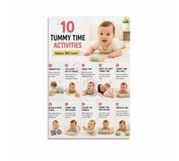 Tummy Time Exercises Poster for Newborn Babies Infant Development Wall Decor
