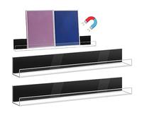 Tumotsit Lot de 2 porte-livres magnétiques - Organisateur de livres magnétiques - En acrylique flottant - Pour cuisine sans perforation - Support magnétique puissant pour tableau blanc, salle de