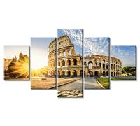 TUMOVO Impression gi sur toile de peintures murales à thème ville d'Europe - Colisée à Rome - Décoration murale à 5 panneaux - 152,4 x 81,3 cm (l x H)