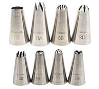 Tumtanm Open Star Lot de 8 grandes douilles à douille en acier inoxydable pour pâtisserie et gâteaux