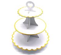 Tumtanm Présentoir à cupcakes jetable à 3 étages en carton pour vacances, mariage, fête d'anniversaire Blanc
