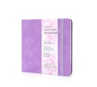 tumuarta Carnet de croquis aquarelle, 15 x 15 cm, 300 g/m², 100 % coton, pressé à froid, 24 feuilles, pour une utilisation comme carnet de croquis de voyage et bloc-notes multimédia mixte, violet