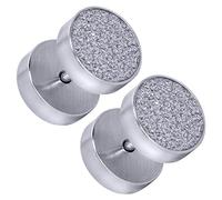 tumundo Set de 6 Pièces / 1 Piece Faux Plug Fake Piercing Boucle Clou d´Oreille Acier Ecarteur Bouchon Bijoux Glitter, couleur:silbern - Glitzer weiß/glitter white