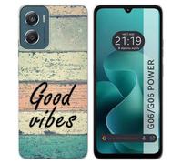 Tumundosmartphone Coque en silicone pour Motorola Moto G06 / G06 Power 4G design bois 01 dessins