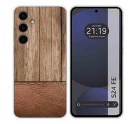 Tumundosmartphone Coque en silicone pour Samsung Galaxy S24 FE 5G design bois 09 dessins