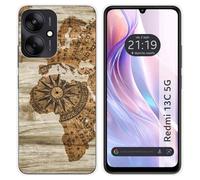 Tumundosmartphone Coque en silicone pour Xiaomi Redmi 13C 5G design bois 07 dessins