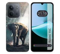Tumundosmartphone Coque en silicone pour Xiaomi Redmi 15C 4G / 5G design éléphant dessins