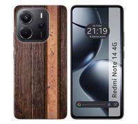 Tumundosmartphone Coque en silicone pour Xiaomi Redmi Note 14 4G design bois 05 dessins