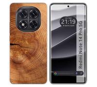 Tumundosmartphone Coque en silicone pour Xiaomi Redmi Note 14 Pro 5G design bois 04 dessins