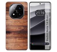 Tumundosmartphone Coque en silicone pour Xiaomi Redmi Note 14 Pro+ Plus 5G design bois 02 dessins
