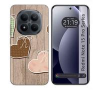 Tumundosmartphone Coque en silicone pour Xiaomi Redmi Note 15 Pro 4G design cœurs bois dessins