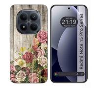 Tumundosmartphone Coque en silicone pour Xiaomi Redmi Note 15 Pro+ Plus 5G design bois 08 dessins