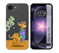 Tumundosmartphone Coque en silicone transparente pour iPhone 17e motif girafe dessins