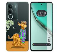 Tumundosmartphone Coque en silicone transparente pour Realme P3 Lite motif girafe dessins