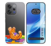 Tumundosmartphone Coque en silicone transparente pour Vivo V70 5G motif léopard dessins
