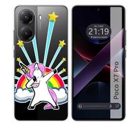 Tumundosmartphone Coque en silicone transparente pour Xiaomi Poco X7 Pro 5G design licorne dessins