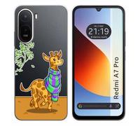 Tumundosmartphone Coque en silicone transparente pour Xiaomi Redmi A7 Pro design girafe dessins