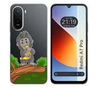 Tumundosmartphone Coque en silicone transparente pour Xiaomi Redmi A7 Pro design singe dessins