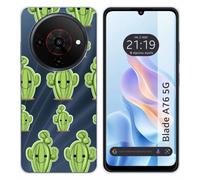Tumundosmartphone Coque en silicone transparente pour Zte Blade A76 5G motif cactus dessins