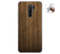 Tumundosmartphone Coque Gel TPU pour Xiaomi Redmi 9 Design Dessins - Bois