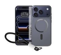 Tumundosmartphone Coque magnétique pour iPhone 17 Pro (6,3 pouces) compatible avec MagSafe, bord noir et sangle