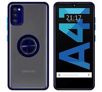 Tumundosmartphone Coque Mate avec Bord Et Bague Pivotant 360 pour Samsung Galaxy A41 - Bleu