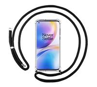 Tumundosmartphone Coque Pendentif Transparent pour oneplus 8 Pro avec Cordon Noir