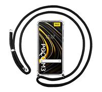 Tumundosmartphone Coque Pendentif Transparent pour Xiaomi Little M3 / Redmi 9T avec Cordon - Noir