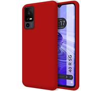 Tumundosmartphone Coque Silicone Liquide Ultra Douce pour TCL 40 R 5G Couleur Rouge