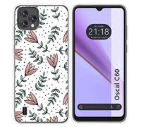 Tumundosmartphone Coque Silicone Transparent pour Blackview Oscal C60 Design Fleurs 01 Dessins