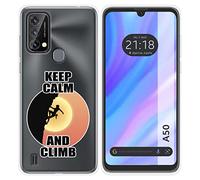 Tumundosmartphone Coque Silicone Transparente pour Blackview A50 Design Femme Escalade Dessin