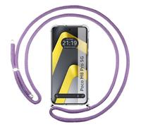 Tumundosmartphone Coque transparente avec cordon violet pour Xiaomi Poco M8 Pro 5G