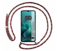 Tumundosmartphone Coque transparente pour Motorola Moto G06 / G06 Power 4G avec cordon rose/doré