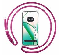 Tumundosmartphone Coque Transparente pour Realme 12 5G / 12x 5G avec Cordon Rose Fuchsia