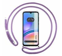 Tumundosmartphone Coque Transparente pour Samsung Galaxy A05s avec Cordon Violet