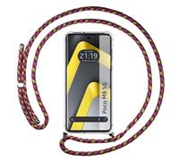 Tumundosmartphone Coque transparente pour Xiaomi Poco M8 5G avec cordon rose/doré