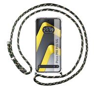 Tumundosmartphone Coque transparente pour Xiaomi Poco M8 Pro 5G avec cordon vert/doré