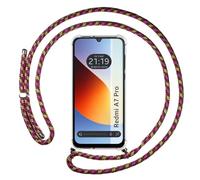 Tumundosmartphone Coque transparente pour Xiaomi Redmi A7 Pro avec cordon rose/doré