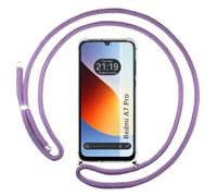 Tumundosmartphone Coque transparente pour Xiaomi Redmi A7 Pro avec cordon violet