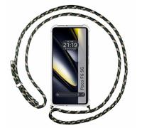 Tumundosmartphone Étui à pendentif transparent pour Xiaomi Poco F6 5G avec cordon vert/doré