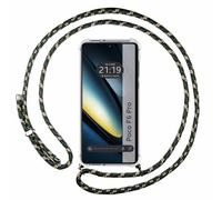 Tumundosmartphone Étui à pendentif transparent pour Xiaomi Poco F6 Pro 5G avec cordon vert/doré