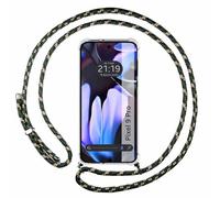 Tumundosmartphone Étui pendentif transparent pour Google Pixel 9 Pro 5G avec cordon vert/doré