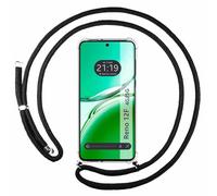Tumundosmartphone Étui pendentif transparent pour OPPO Reno 12F 4G / 12 F 5G avec cordon noir