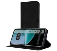Tumundosmartphone Étui portefeuille en similicuir avec porte-cartes pour Xiaomi Poco C85 Couleur noire